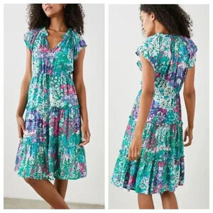 NWT Rails Juni Floral Tiered Midi Dress Gardenia Flower size Small